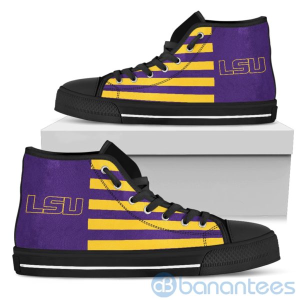 American Flag With Logo Of LSU Tigers High Top Shoes Product Photo