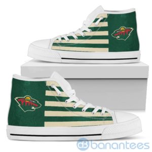 American Flag With Logo Of Minnesota Wild High Top Shoes Product Photo