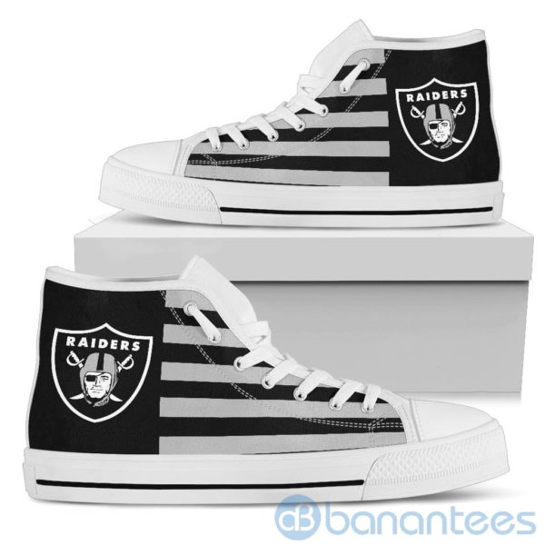 American Flag With Logo Of Oakland Raiders High Top Shoes Product Photo