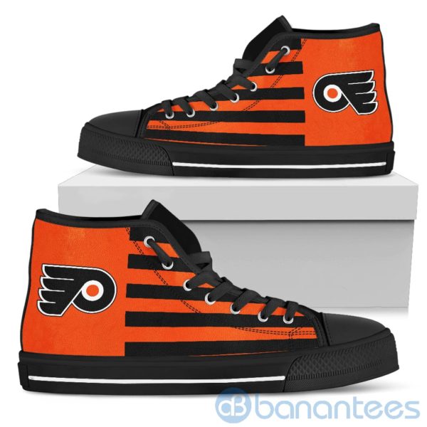 American Flag With Logo Of Philadelphia Flyers High Top Shoes Product Photo