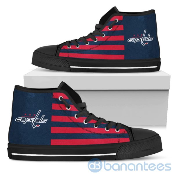 American Flag With Logo Of Washington Capitals High Top Shoes Product Photo