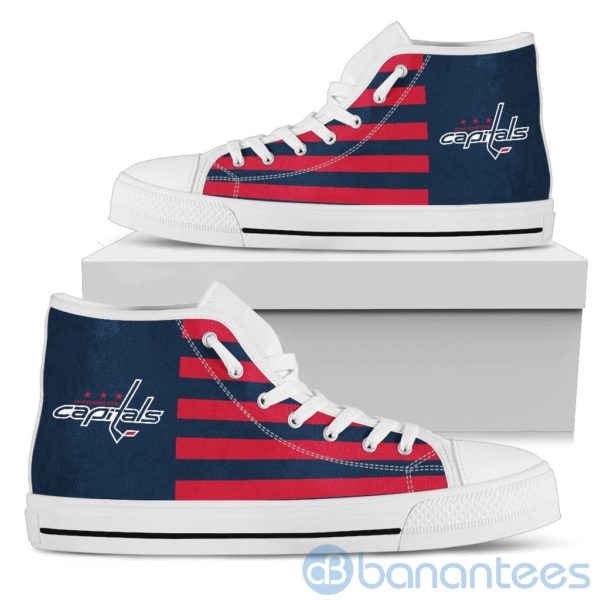 American Flag With Logo Of Washington Capitals High Top Shoes Product Photo