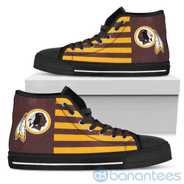 American Flag With Logo Of Washington Redskins High Top Shoes Product Photo
