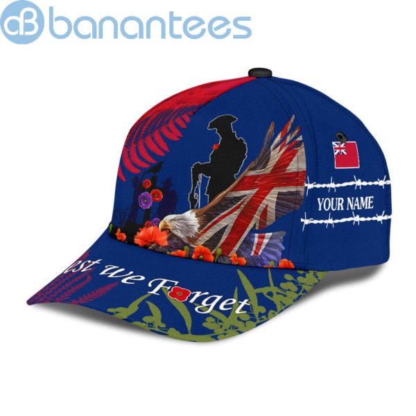 Anzacay Australia Soldier Eagle Flag Lest We Forget Custom Name All Over Printed 3D Cap Product Photo