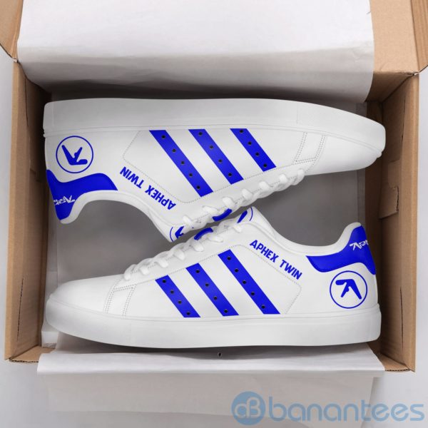 Aphex Twin Purple Striped White Low Top Skate Shoes Product Photo