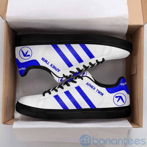 Aphex Twin Purple Striped White Low Top Skate Shoes Product Photo