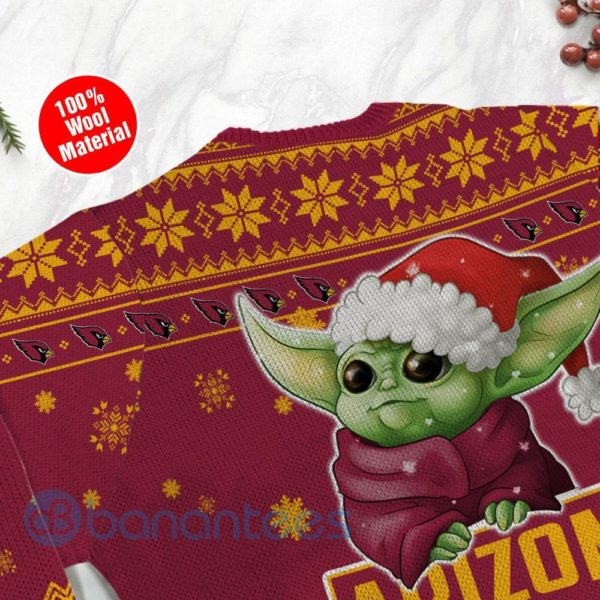 Arizona Cardinals Cute Baby Yoda Grogu Ugly Christmas 3D Sweater Product Photo
