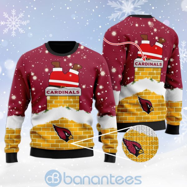 Arizona Cardinals Football Team Logo Symbol Santa Claus Custom Name Christmas 3D Sweater Product Photo