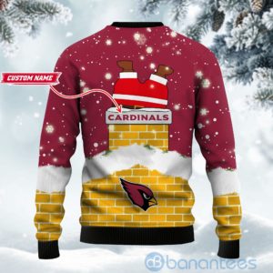 Arizona Cardinals Football Team Logo Symbol Santa Claus Custom Name Christmas 3D Sweater Product Photo