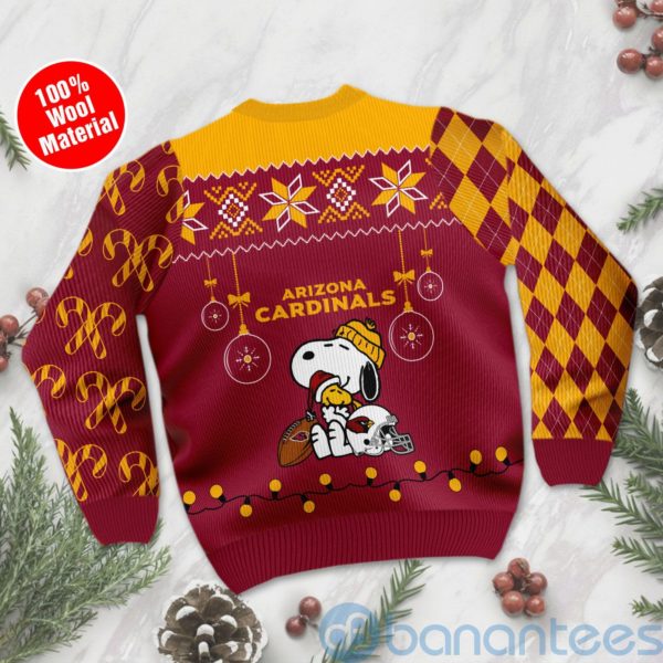 Arizona Cardinals Funny Charlie Brown Peanuts Snoopy Christmas Tree Ugly Christmas 3D Sweater Product Photo