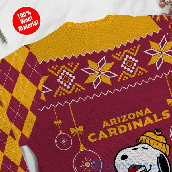 Arizona Cardinals Funny Charlie Brown Peanuts Snoopy Christmas Tree Ugly Christmas 3D Sweater Product Photo