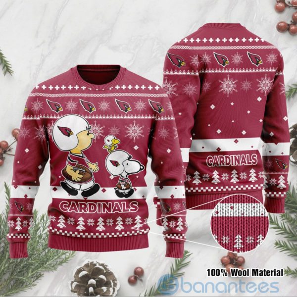 Arizona Cardinals Funny Charlie Brown Peanuts Snoopy Ugly Christmas 3D Sweater Product Photo