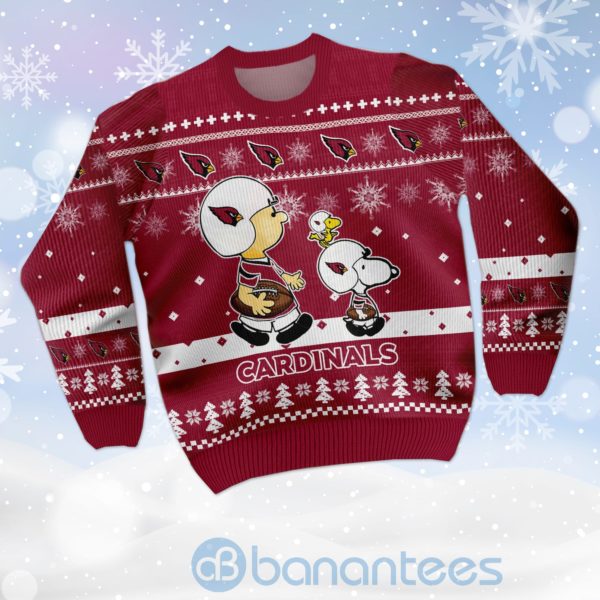 Arizona Cardinals Funny Charlie Brown Peanuts Snoopy Ugly Christmas 3D Sweater Product Photo