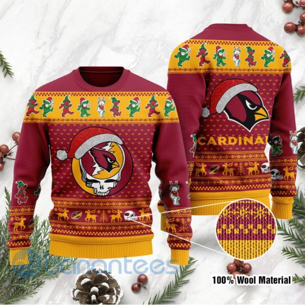 Arizona Cardinals Grateful Dead SKull And Bears Custom Name Uglu Christmas 3D Sweater Product Photo