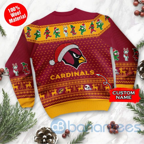 Arizona Cardinals Grateful Dead SKull And Bears Custom Name Uglu Christmas 3D Sweater Product Photo