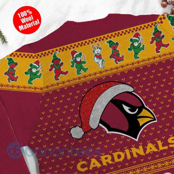 Arizona Cardinals Grateful Dead SKull And Bears Custom Name Uglu Christmas 3D Sweater Product Photo
