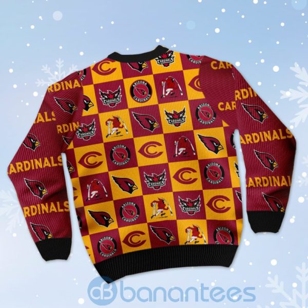 Arizona Cardinals Logo Checkered Flannel Design Ugly Christmas 3D Sweater Product Photo