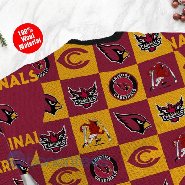 Arizona Cardinals Logo Checkered Flannel Design Ugly Christmas 3D Sweater Product Photo