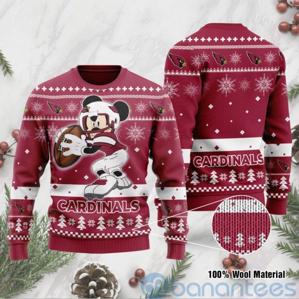 Arizona Cardinals Mickey Mouse Funny Ugly Christmas 3D Sweater Product Photo