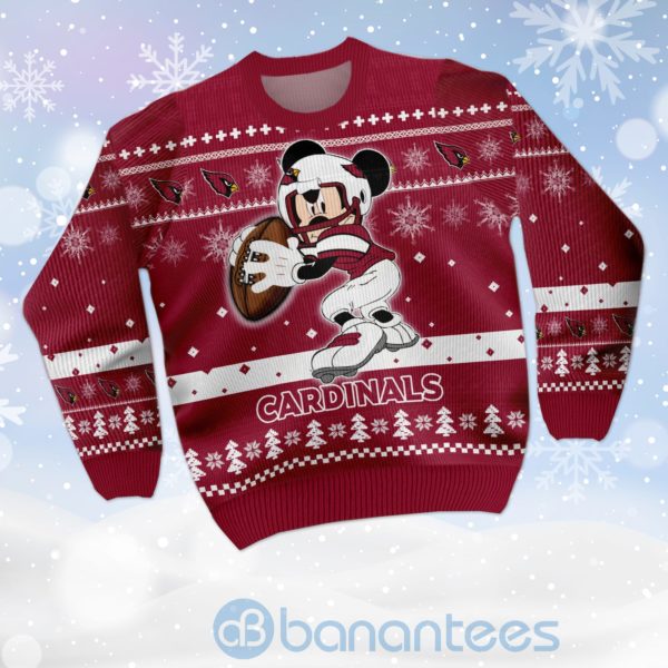 Arizona Cardinals Mickey Mouse Funny Ugly Christmas 3D Sweater Product Photo
