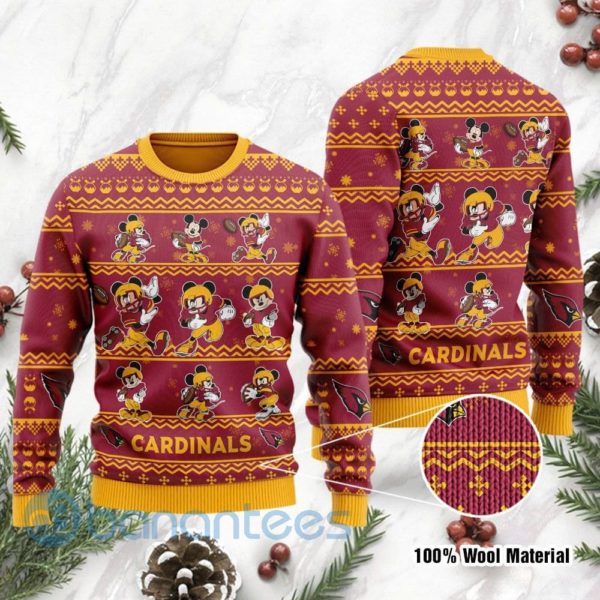 Arizona Cardinals Mickey Mouse Ugly Christmas 3D Sweater Product Photo