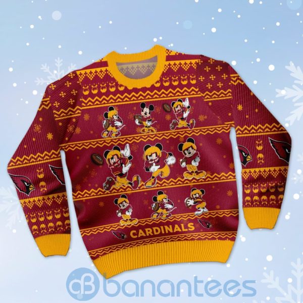 Arizona Cardinals Mickey Mouse Ugly Christmas 3D Sweater Product Photo