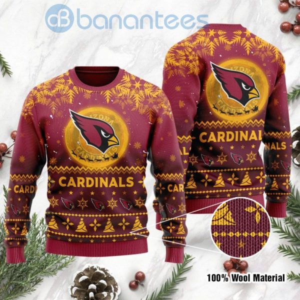 Arizona Cardinals Santa Claus In The Moon Ugly Christmas 3D Sweater Product Photo