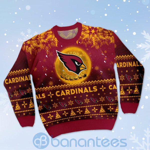 Arizona Cardinals Santa Claus In The Moon Ugly Christmas 3D Sweater Product Photo