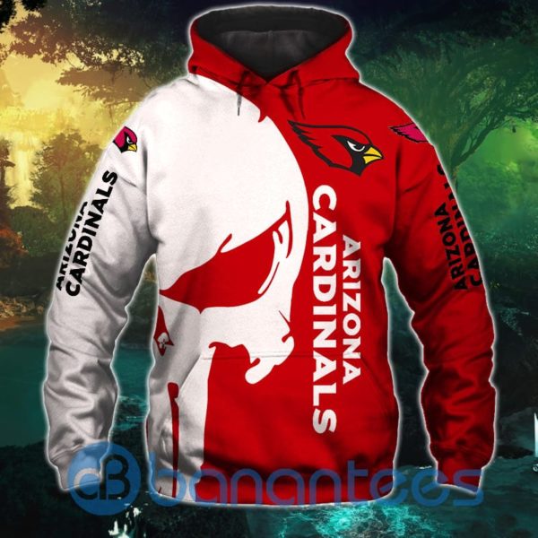 Arizona Cardinals Skull Design Full Printed 3D Hoodie Zip Hoodie Product Photo