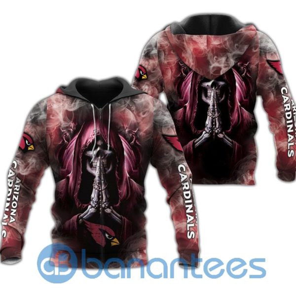 Arizona Cardinals Skull Smoke All Over Printed 3D Hoodie Zip Hoodie Product Photo