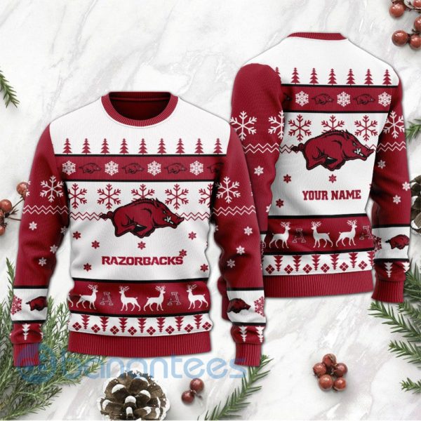 Arkansas Razorbacks Custom Name Personalized Ugly Christmas 3D Sweater Product Photo