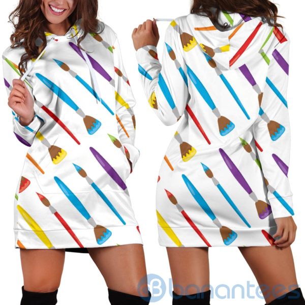 Art Brush Hoodie Dress For Women Product Photo