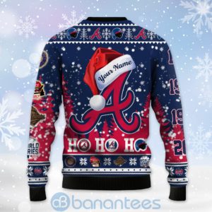 Atlanta Braves World Series Champions Ho Ho Ho 3D Custom Name Ugly Christmas 3D Sweater Product Photo