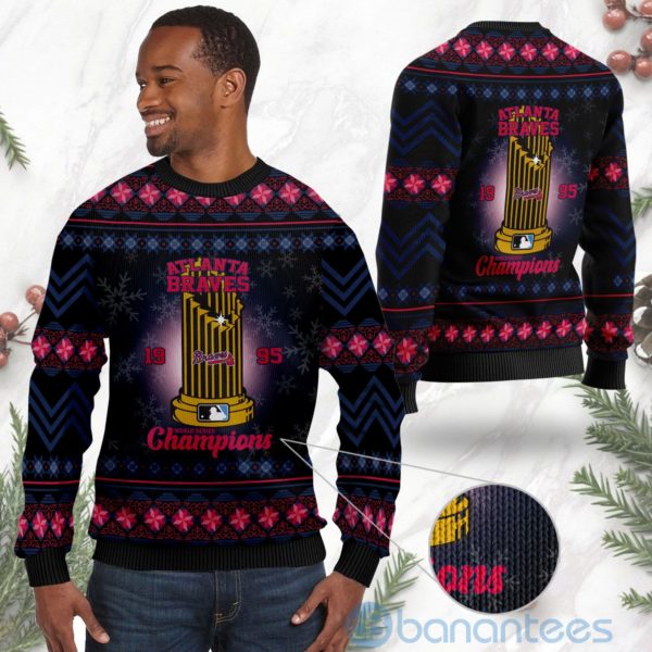 Atlanta Braves World Series Champions Ugly Christmas 3D Sweater Product Photo