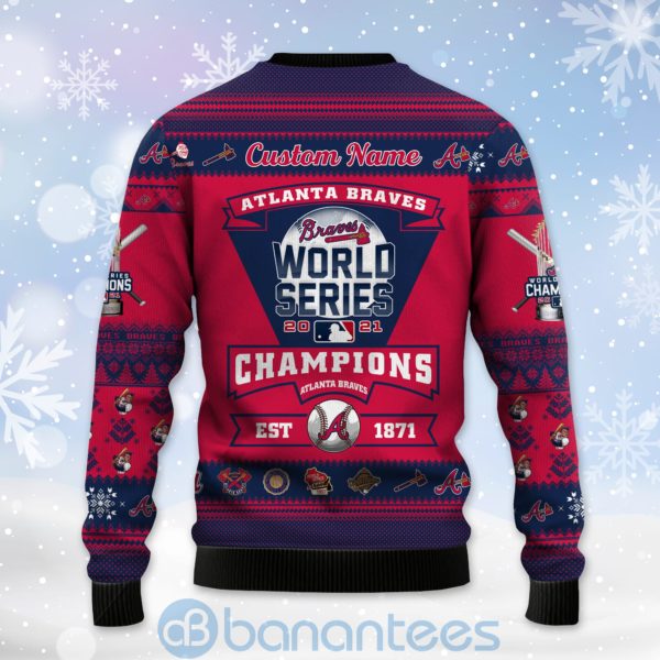Atlanta Braves World Series Trophy Christmas Ugly Christmas 3D Sweater Product Photo