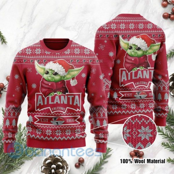 Atlanta Falcons Cute Baby Yoda Grogu Ugly Christmas 3D Sweater Product Photo