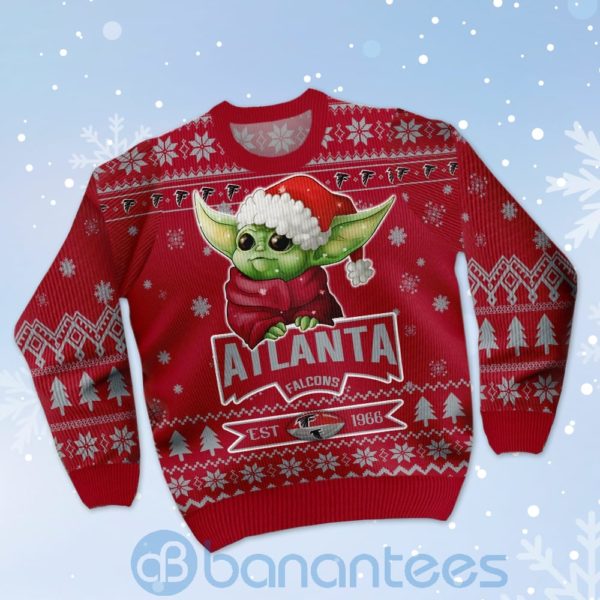 Atlanta Falcons Cute Baby Yoda Grogu Ugly Christmas 3D Sweater Product Photo