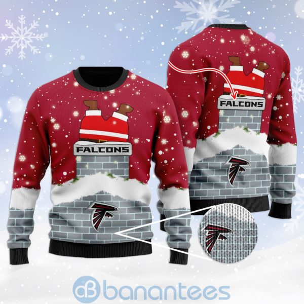 Atlanta Falcons Football Team Logo Symbol Santa Claus Custom Name Christmas 3D Sweater Product Photo