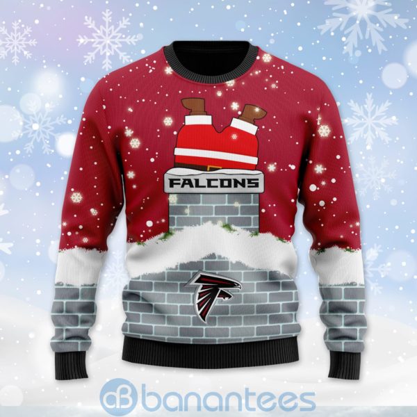 Atlanta Falcons Football Team Logo Symbol Santa Claus Custom Name Christmas 3D Sweater Product Photo