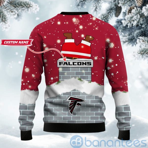 Atlanta Falcons Football Team Logo Symbol Santa Claus Custom Name Christmas 3D Sweater Product Photo