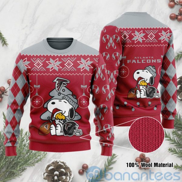 Atlanta Falcons Funny Charlie Brown Peanuts Snoopy Christmas Tree Ugly Christmas 3D Sweater Product Photo
