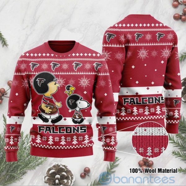 Atlanta Falcons Funny Charlie Brown Peanuts Snoopy Ugly Christmas 3D Sweater Product Photo