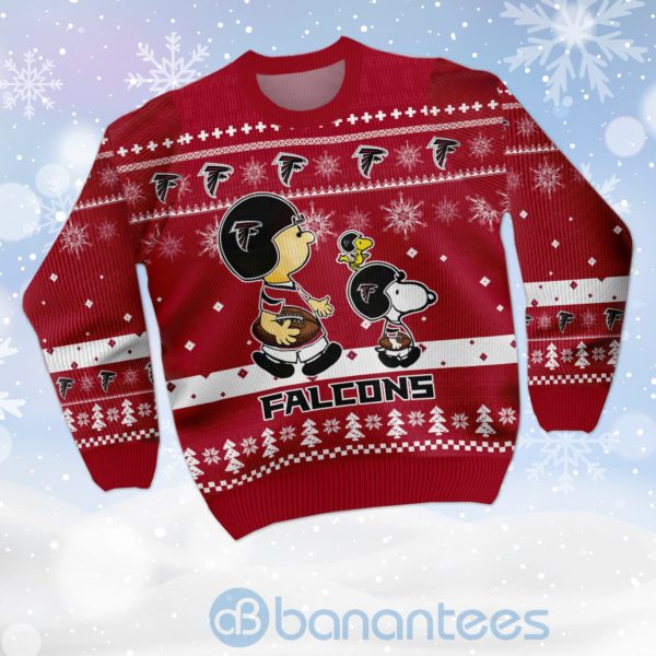 Atlanta Falcons Funny Charlie Brown Peanuts Snoopy Ugly Christmas 3D Sweater Product Photo