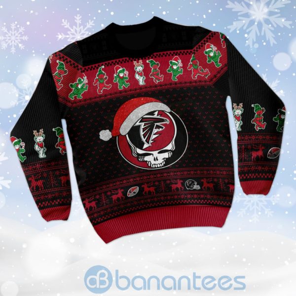 Atlanta Falcons Grateful Dead SKull And Bears Custom Name Uglu Christmas 3D Sweater Product Photo