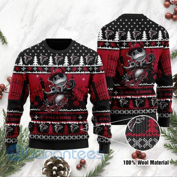 Atlanta Falcons Jack Skellington Halloween Ugly Christmas 3D Sweater Product Photo