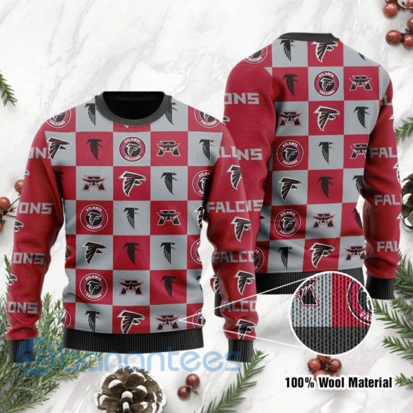 Atlanta Falcons Logo Checkered Flannel Design Ugly Christmas 3D Sweater Product Photo