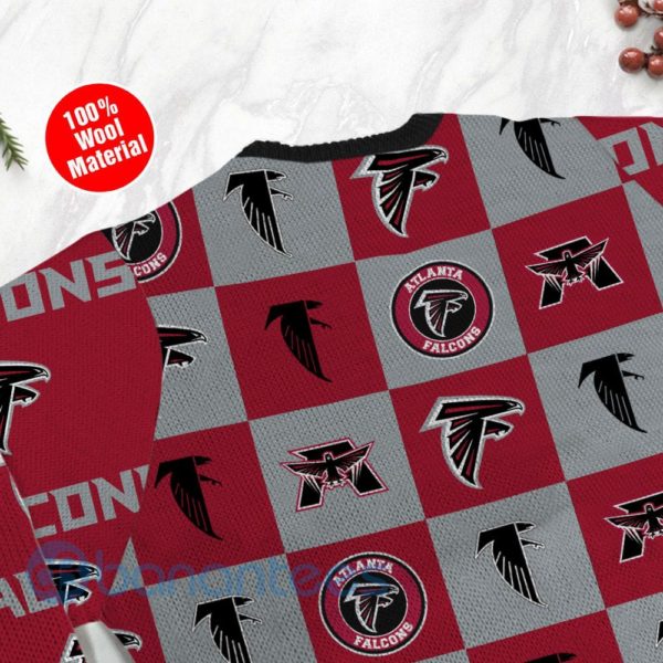 Atlanta Falcons Logo Checkered Flannel Design Ugly Christmas 3D Sweater Product Photo