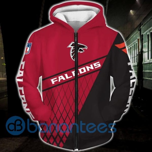 Atlanta Falcons Red And Black Full Printed 3D Hoodie Zip Hoodie Product Photo