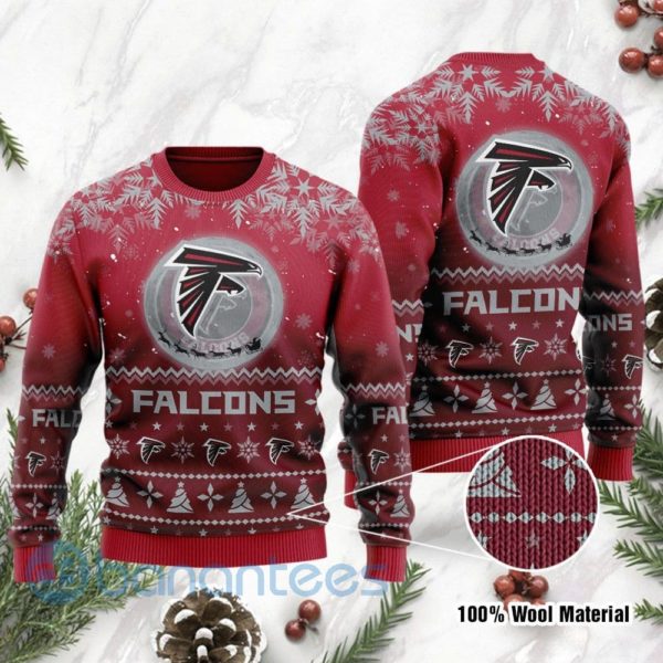 Atlanta Falcons Santa Claus In The Moon Ugly Christmas 3D Sweater Product Photo