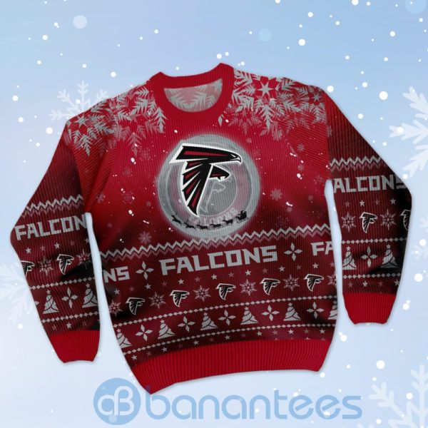 Atlanta Falcons Santa Claus In The Moon Ugly Christmas 3D Sweater Product Photo